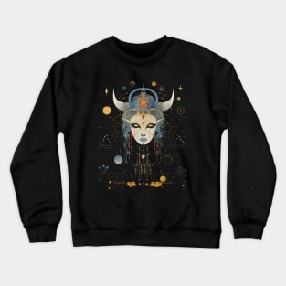 Freyja Norse Goddess Art Nouveau Surreal Goth Tattoo Art Crewneck Sweatshirt